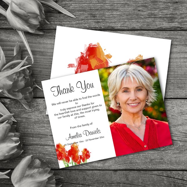 Red Tulip Funeral Thank You Card (Creator Uploaded)