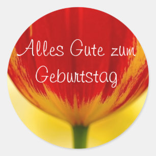 Red Tulip German Birthday Greeting Classic Round Sticker
