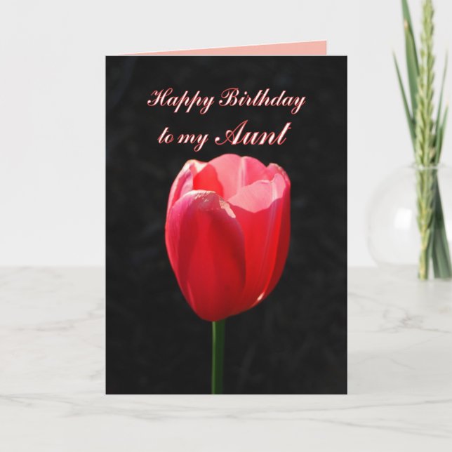Red Tulip Happy Birthday Aunt Card (Front)