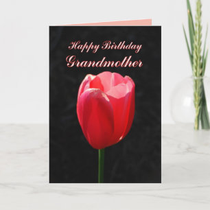 Red Tulip Happy Birthday Grandmother Card