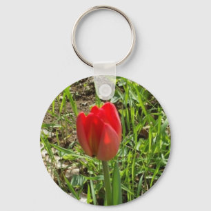 Red Tulip Key Ring