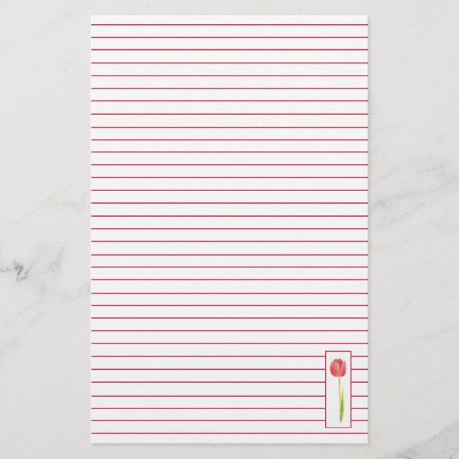 Red Tulip Lined Letter Writing Paper (Front)