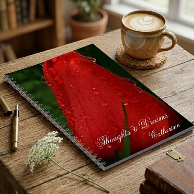 Red Tulip Macro Photo Personalised Notebook Journa (Creator Uploaded)