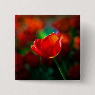 Red tulip - Mystery of blooming 15 Cm Square Badge