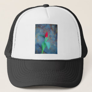 Red Tulip on Blue Grey Slate Trucker Hat