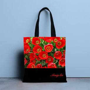 Red Tulip Personalized Tote Bag