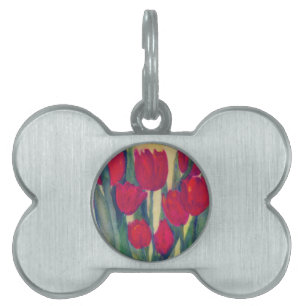 red tulip pet ID tag