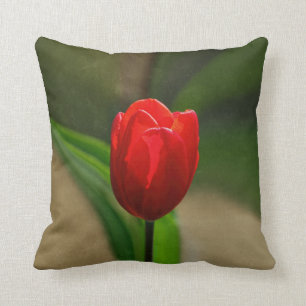 Red Tulip Spring Flower Cushion