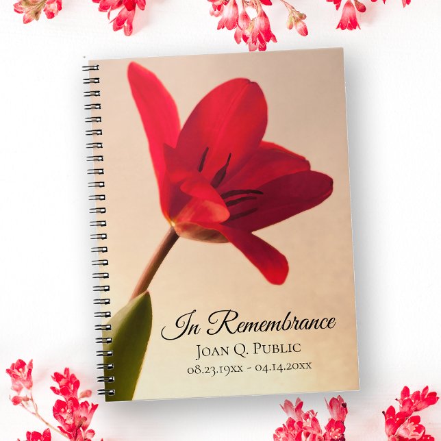 Red Tulip Spring Funeral Memorial Guest Book (Creator Uploaded)