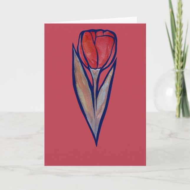 Red Tulip Spring Nature                            Card (Front)
