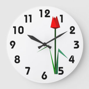 Red Tulip Wall Clock