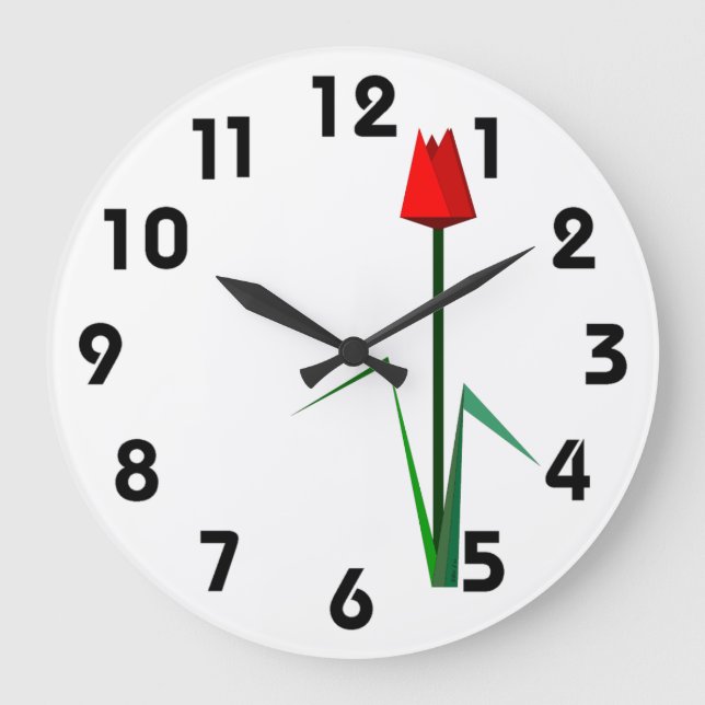 Red Tulip Wall Clock (Front)