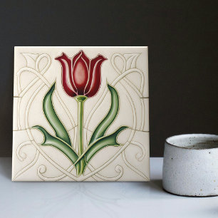 Red Tulip Wall Decor Art Nouveau Art Deco Gibbons Tile