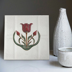 Red Tulip Wall Decor Art Nouveau Art Deco Gibbons Tile