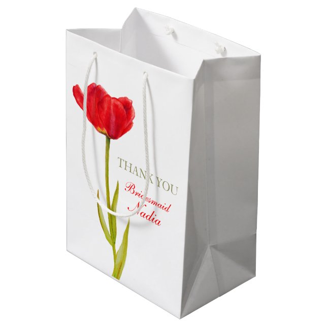Red Tulip wedding bridesmaid favour medium gift Medium Gift Bag (Back Angled)