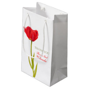 Red Tulip wedding flower girl favour gift bag