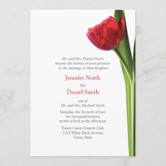 Red Tulip Wedding Invitations Floral Flower Invite
