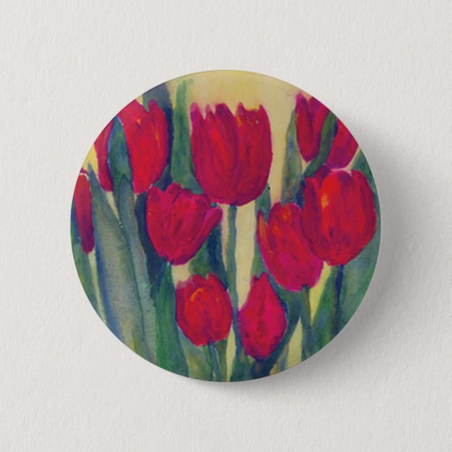 Red Tulips 6 Cm Round Badge (Front)