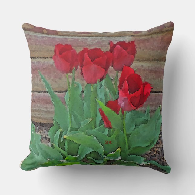 Red Tulips Art Cushion (Front)