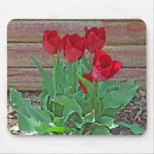 Red Tulips Art Mouse Pad