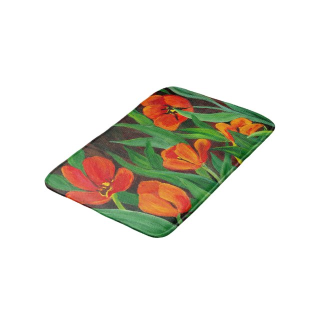 Red Tulips Bath Mat (Angled)