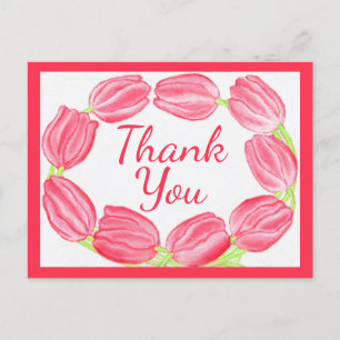 Red Tulips Border ~Thank You Card