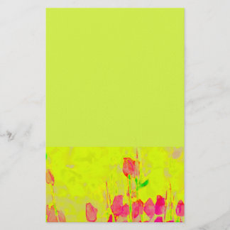 Red Tulips Border Yellow Green Stationery