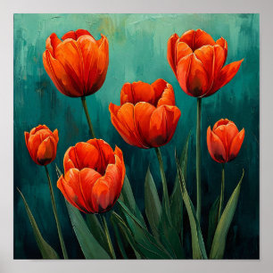 Red tulips Botanical Wall Art 🌿for gift 🎁