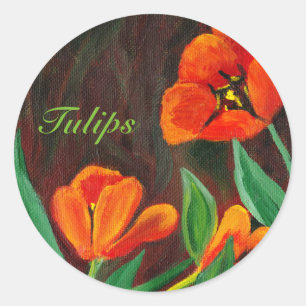 Red Tulips Classic Round Sticker