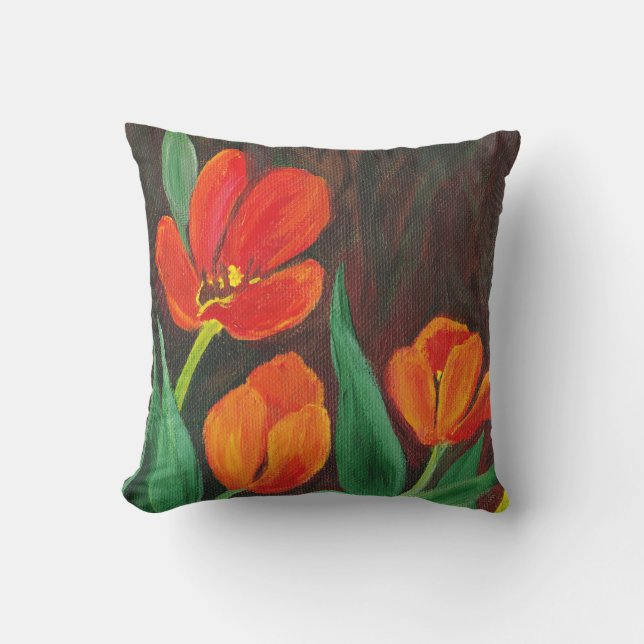 Red Tulips Cushion (Front)