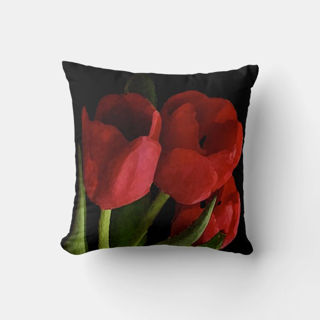 Red Tulips Cushion (Front)