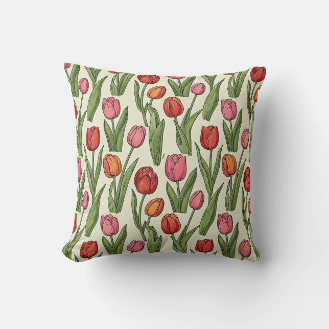 Red Tulips Cushion (Front)