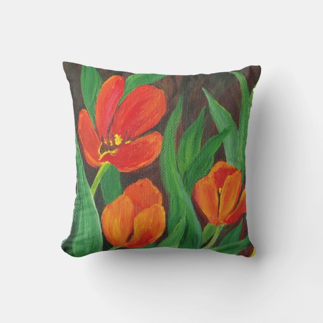 Red Tulips Cushion (Front)