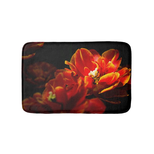 Red tulips dark background bath mat (Front)