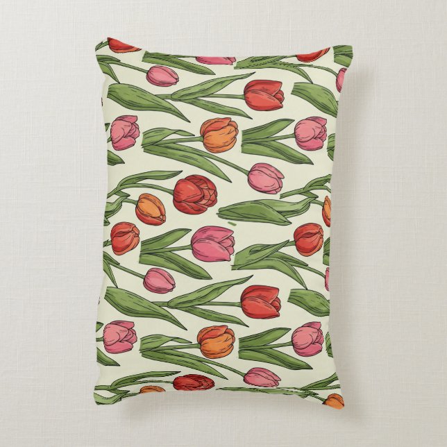 Red Tulips Decorative Cushion (Back(Vertical))