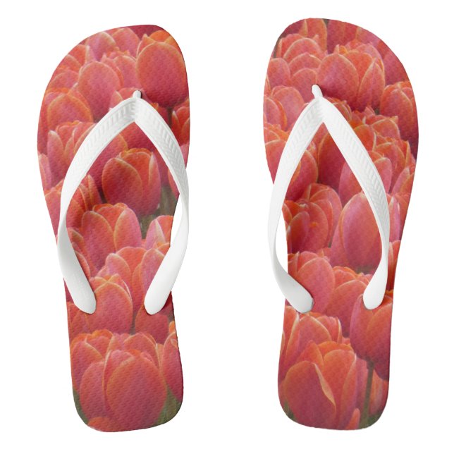 Red Tulips Field Flip Flops (Footbed)