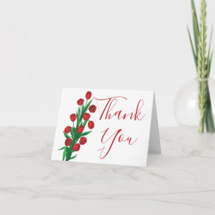 Red Tulips Floral Thank You Wedding Spring Flowers Card