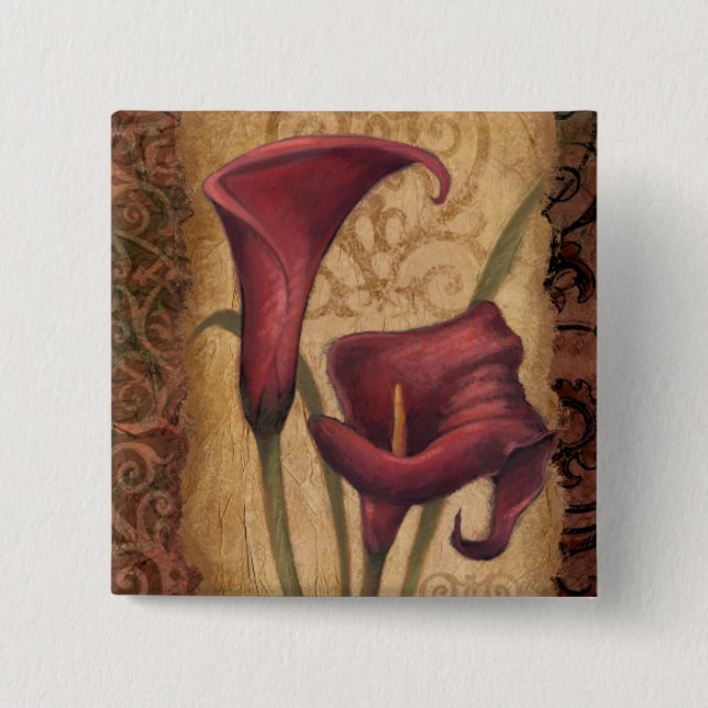 Red Tulips I 15 Cm Square Badge (Front)