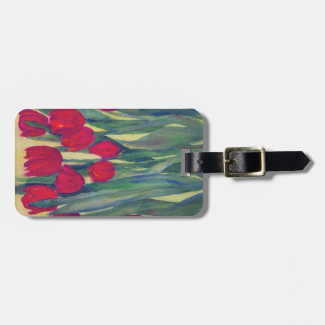 Red Tulips Luggage Tag (Front Horizontal)