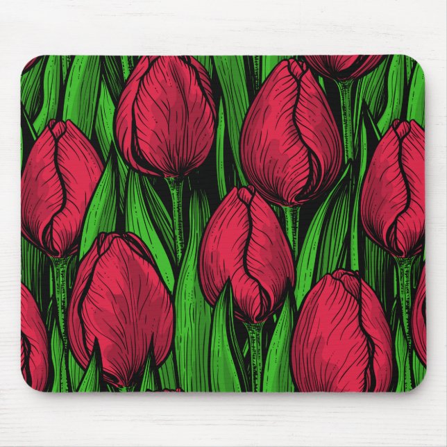 Red tulips mouse pad (Front)