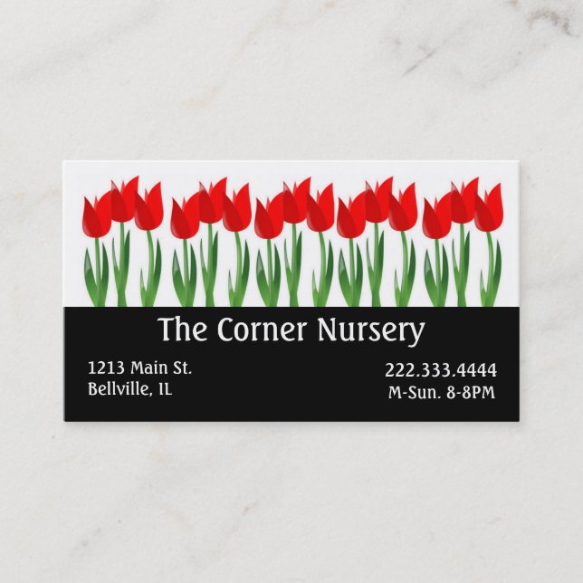 Red Tulips Nursery Business Card (Front)