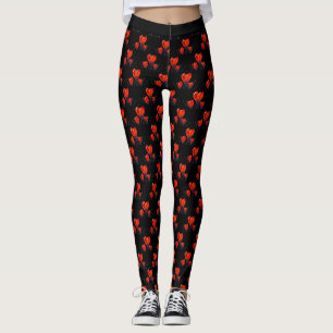 Red Tulips on a Black Background Custom Tight Leggings