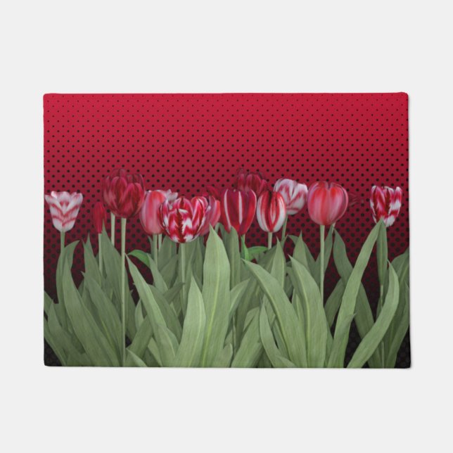 Red Tulips on Gradient Doormat (Front)