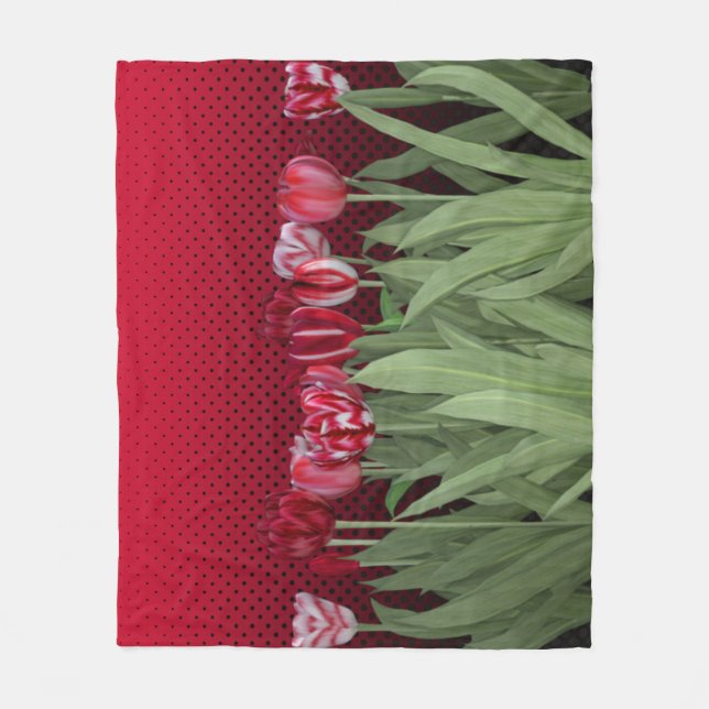 Red Tulips on Gradient Fleece Blanket (Front)