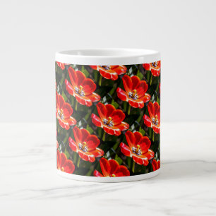 Red Tulips Pattern Large Coffee Mug