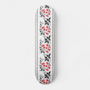 Red tulips pattern skateboard