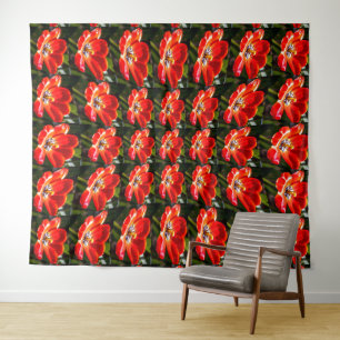 Red Tulips Pattern Tapestry