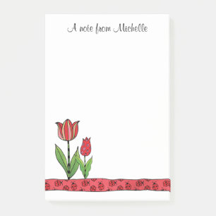 Red Tulips Personalised 4 x 6 Post-it Notes