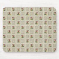Red Tulips Retro Stone Tiled Squares Wallpaper