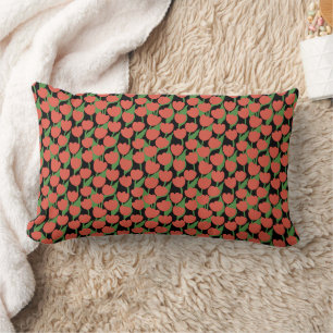 Red tulips retro, stylish lumbar cushion